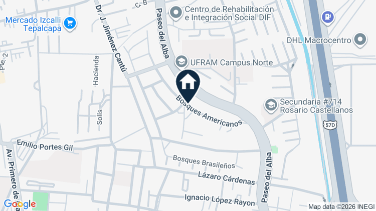 Mapa de Bosques Americanos Edificio P- 5, colonia Bosques del Alba, Cuautitlán Izcalli