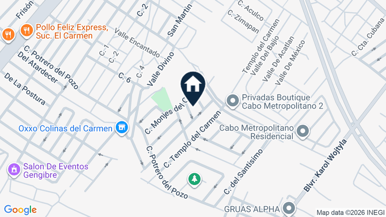 Mapa de Fiesta del Carmen 105-A, colonia Colinas del Carmen II, León