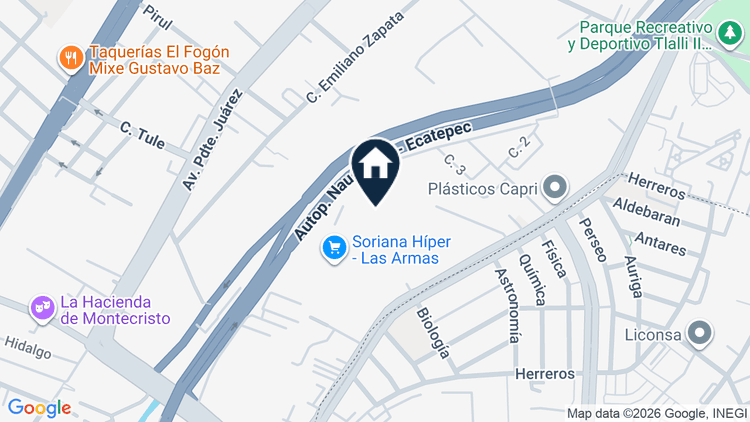 Mapa de Avenida de las Armas Norte 100 A, colonia Los Cedros, Tlalnepantla