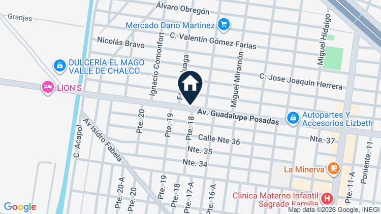 Mapa de Avenida José Guadalupe Posadas sin número, lote 7, manzana 2, colonia Darío Martínez Primera Sección, Valle de Chalco Solidaridad