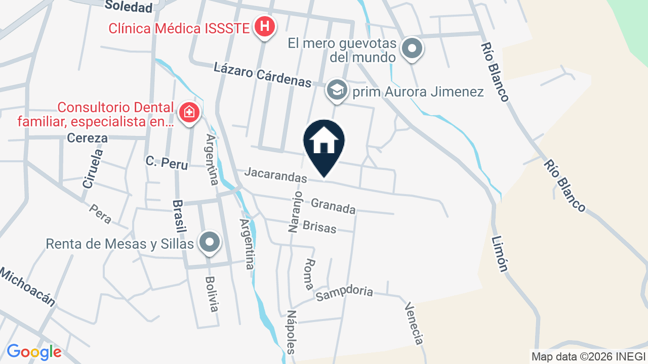 Mapa de Jacarandas, colonia Los Pinos, Acámbaro