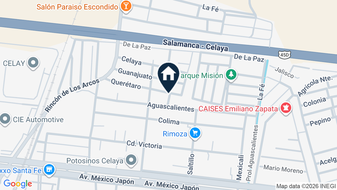 Mapa de Querétaro 217, colonia Santa Rita, Celaya
