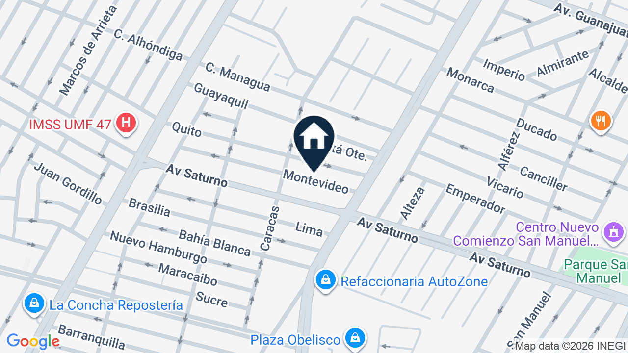 Mapa de Montevideo 315, colonia El Cortijo, Guanajuato