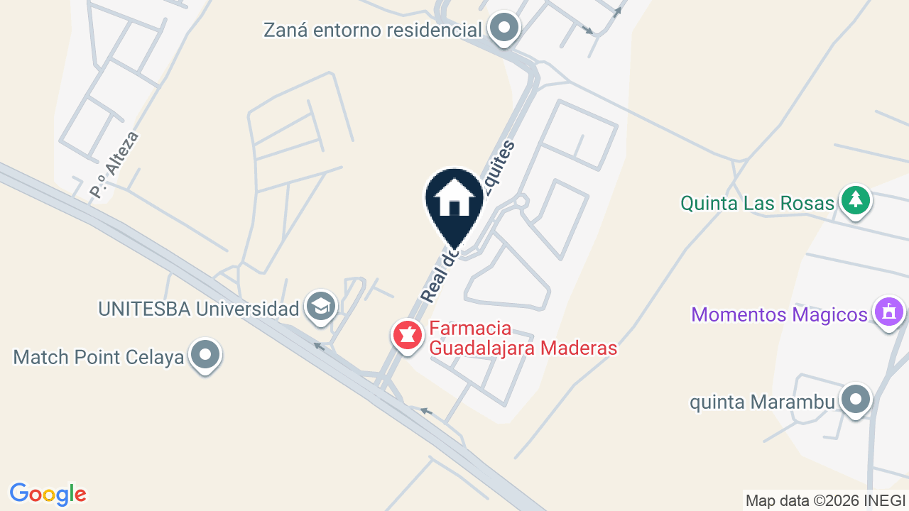 Mapa de Circuito San Gabriel 149, colonia Maderas Residencial, Celaya