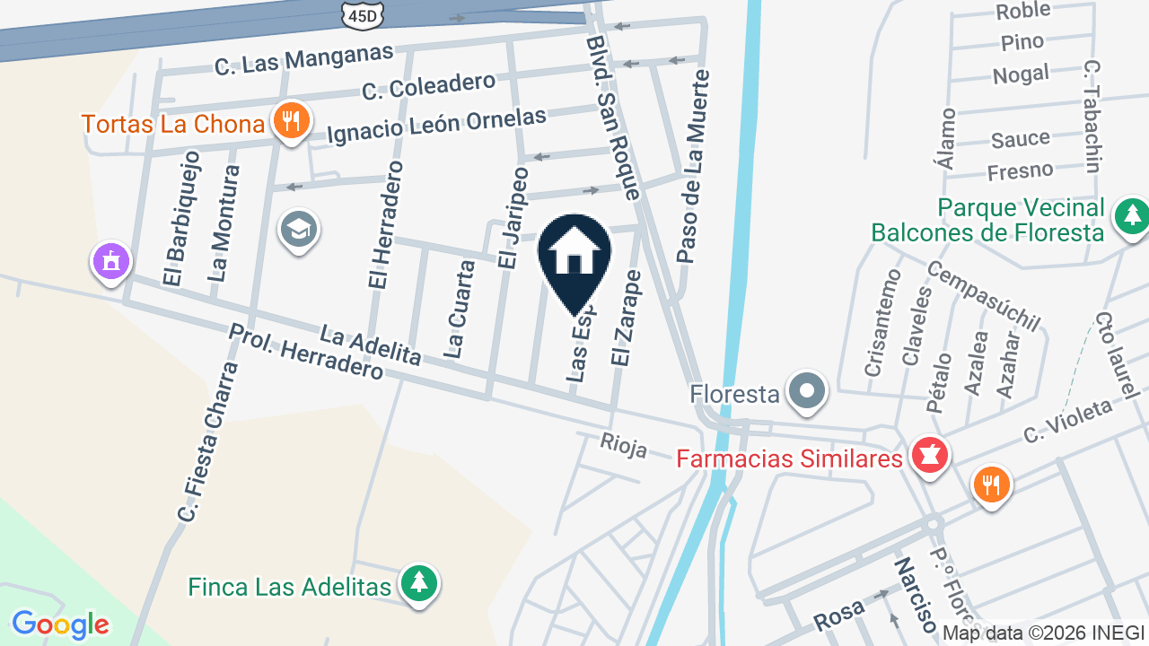 Mapa de Espuelas 2802, colonia Las Carmelitas tercer sección, Irapuato