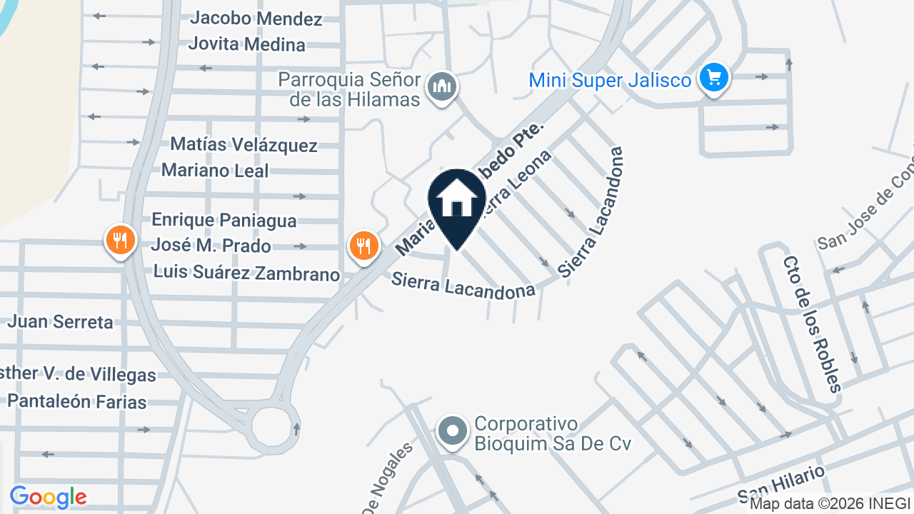 Mapa de Sierra Leona 112, colonia Lomas de las Hilamas, Segunda Sección, León