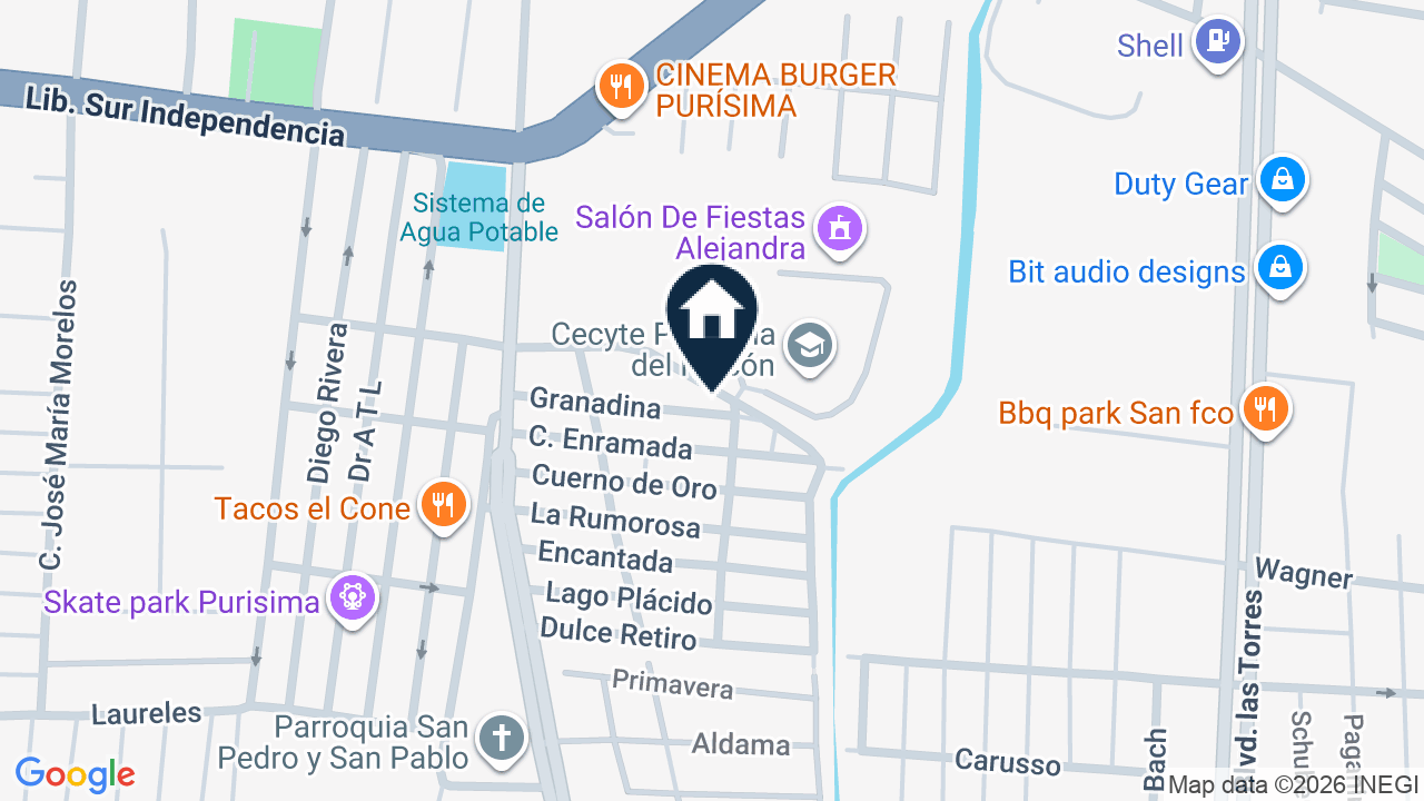 Mapa de Granadina 230, colonia Los Mirasoles, Purísima Del Rincón