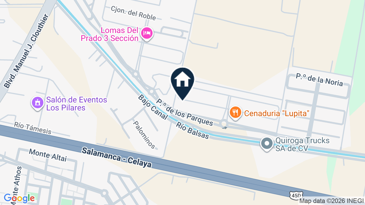Mapa de Paseo de los Encinos 104, colonia Lomas del Prado, Salamanca
